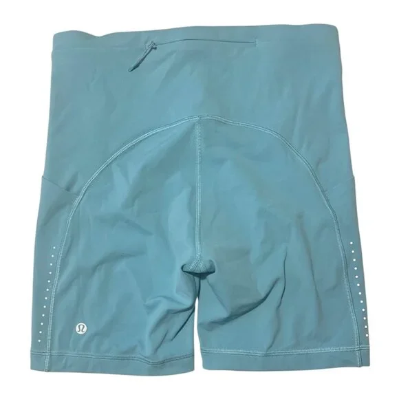 LULULEMON Utility Blue Wunder Under Train High-Rise Pocket 6" Spandex Shorts 6 - Picture 6 of 8